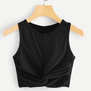 Black twist-front crop top